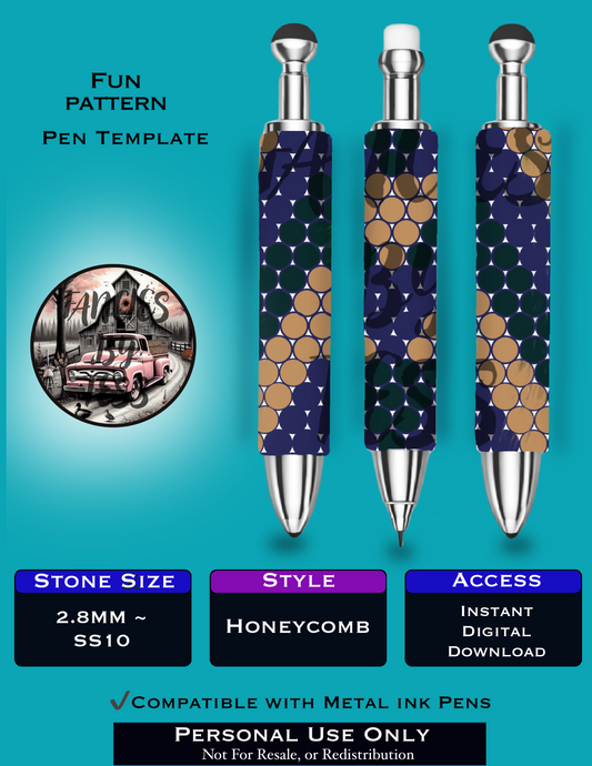 Fun Pattern Rhinestone Pen Template - SS10/Diamond Dander