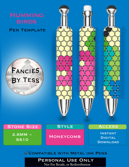 Hummingbird Rhinestone Pen Template - SS10/Diamond Dander