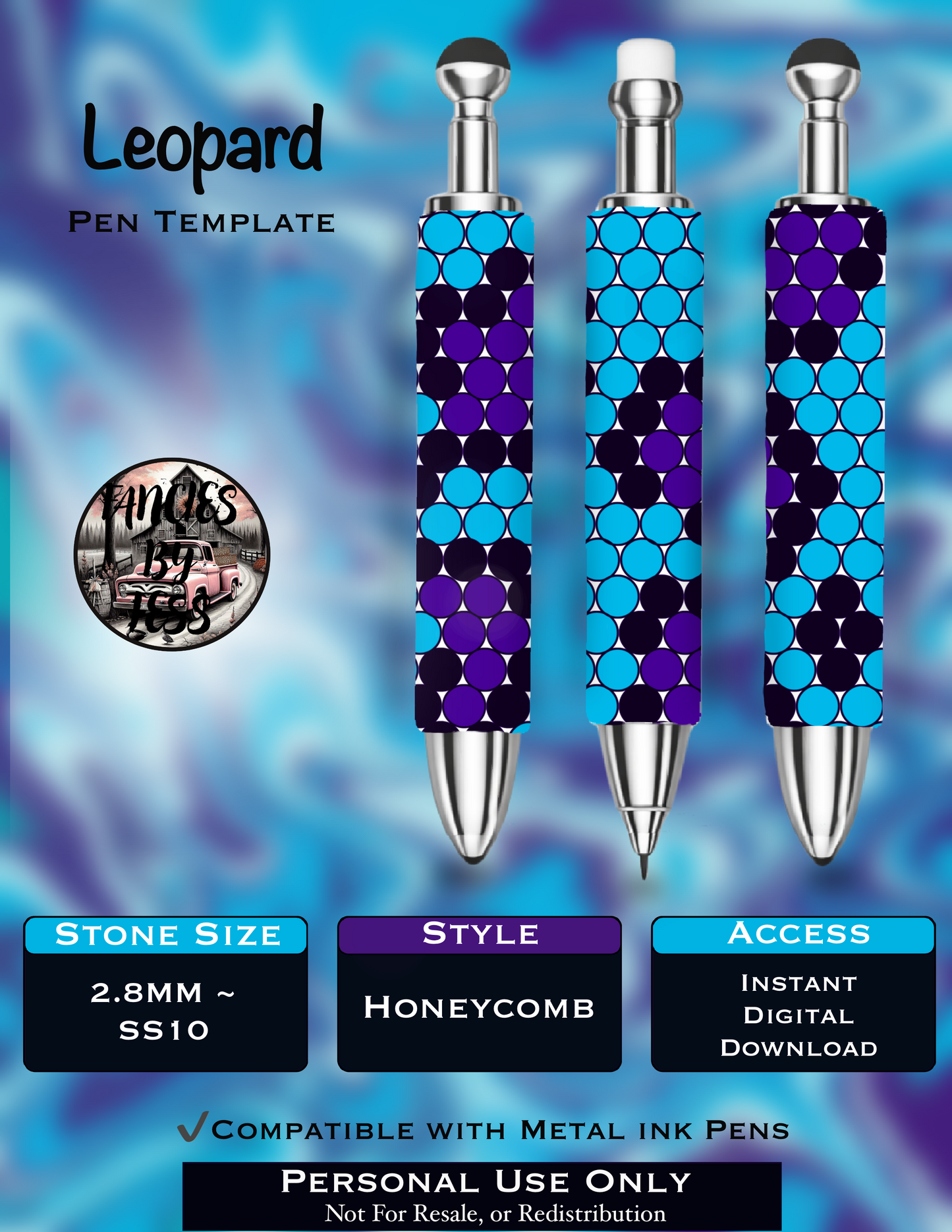 Leopard Rhinestone Pen Template - SS10/Diamond Dander