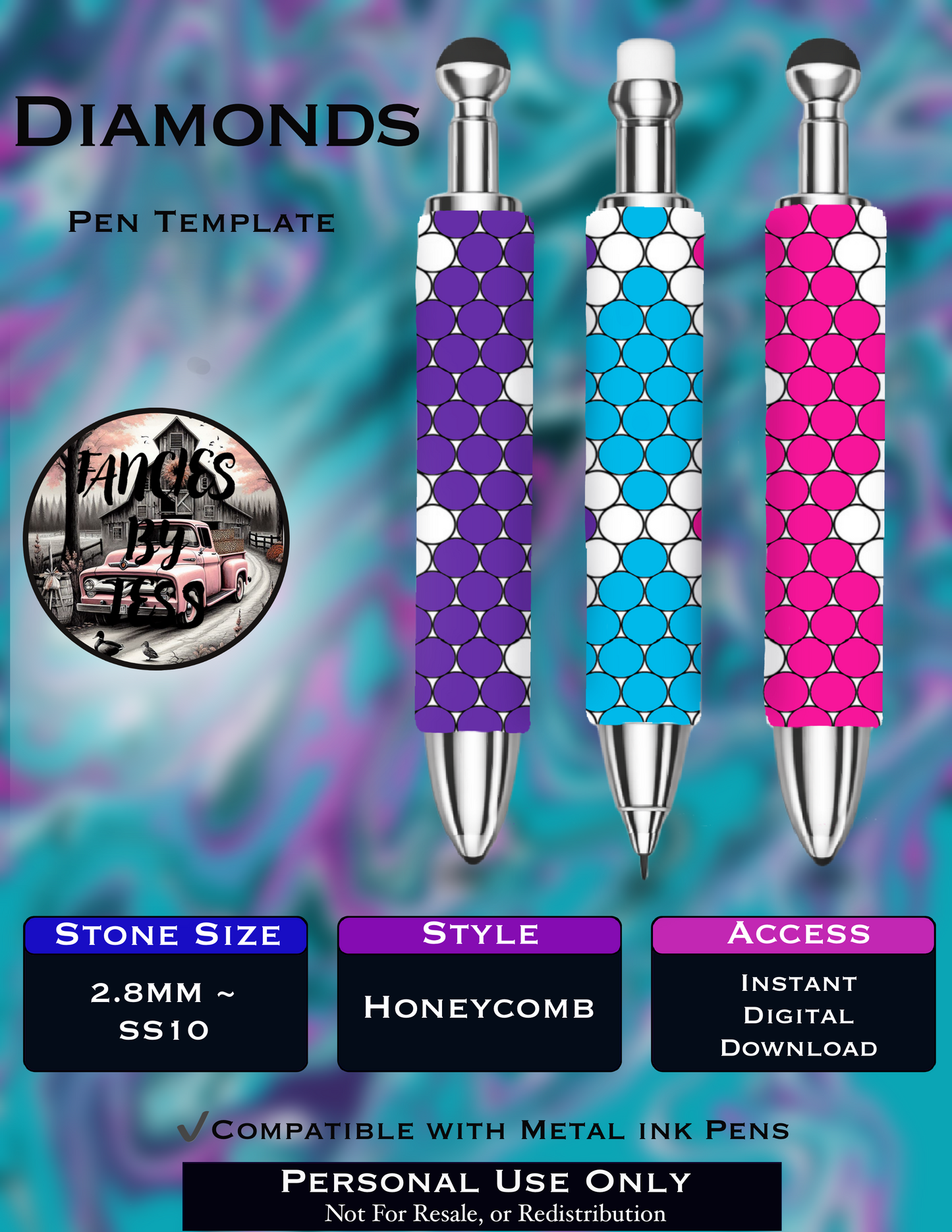 Diamond Rhinestone Pen Template - SS10/Diamond Dander