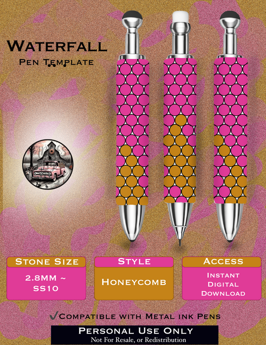 Waterfall Rhinestone Pen Template - SS10/Diamond Dander