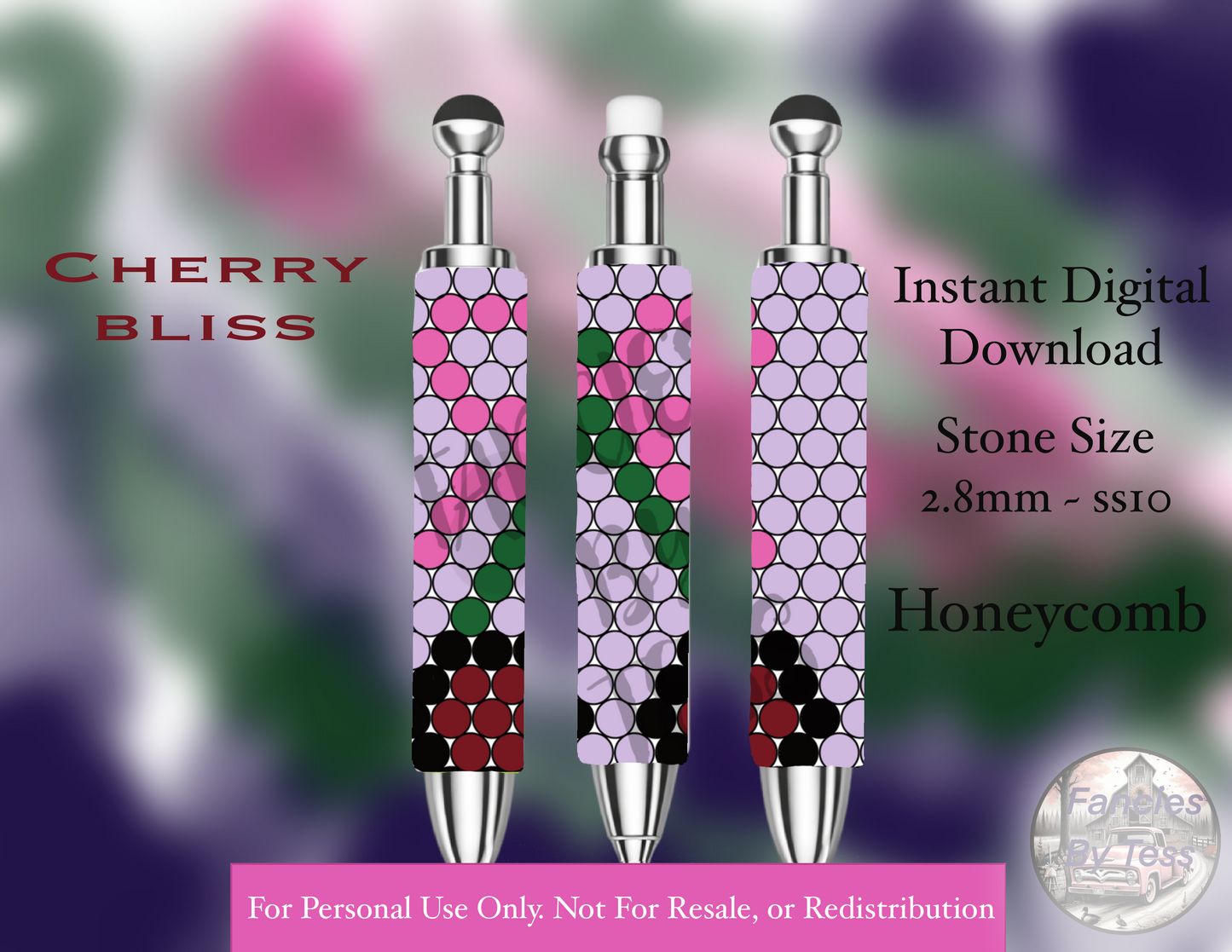 Cherry Bliss Rhinestone Pen Template - SS10/Diamond Dander