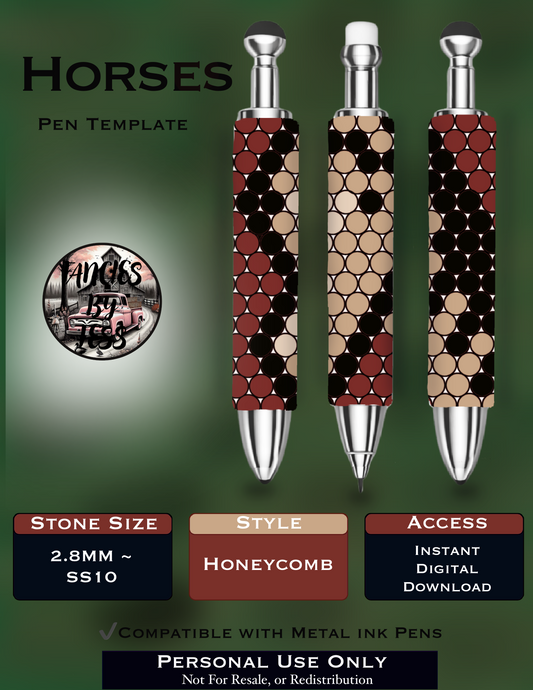 Horses Rhinestone Pen Template - SS10/Diamond Dander