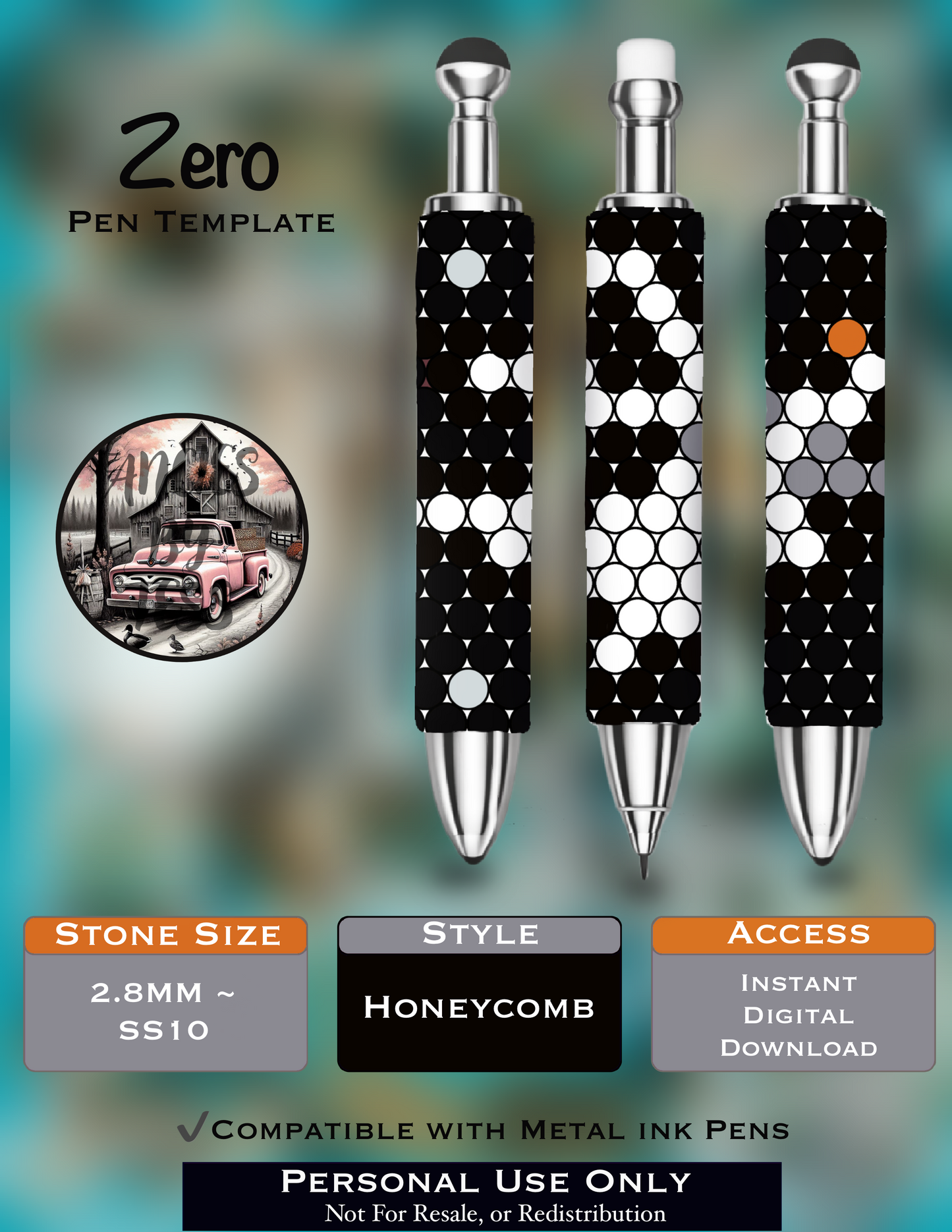 Zero Rhinestone Pen Template - SS10/Diamond Dander
