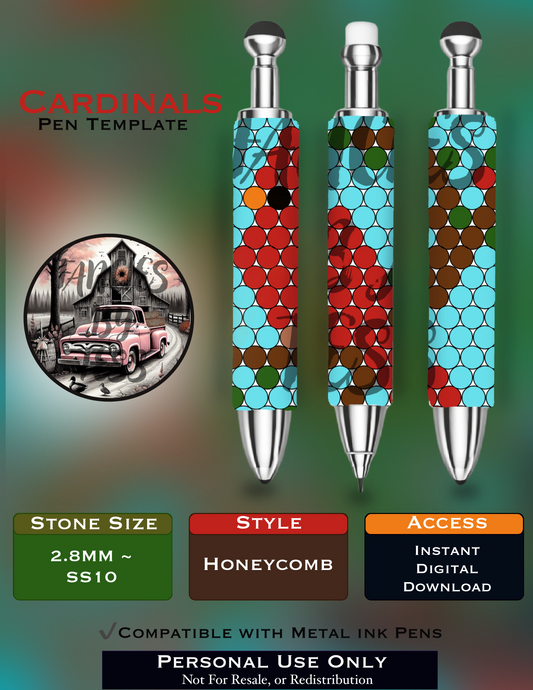 Cardinals Rhinestone Pen Template - SS10/Diamond Dander