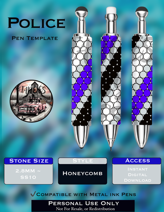 Police Rhinestone Pen Template - SS10/Diamond Dander